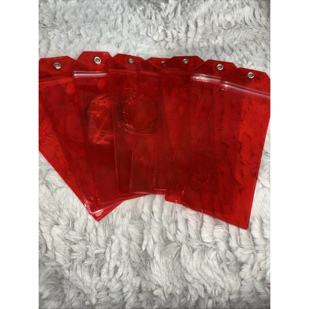Eight‎ Red Clear Luggage/Cruise Tags.With Hangers, 3105.